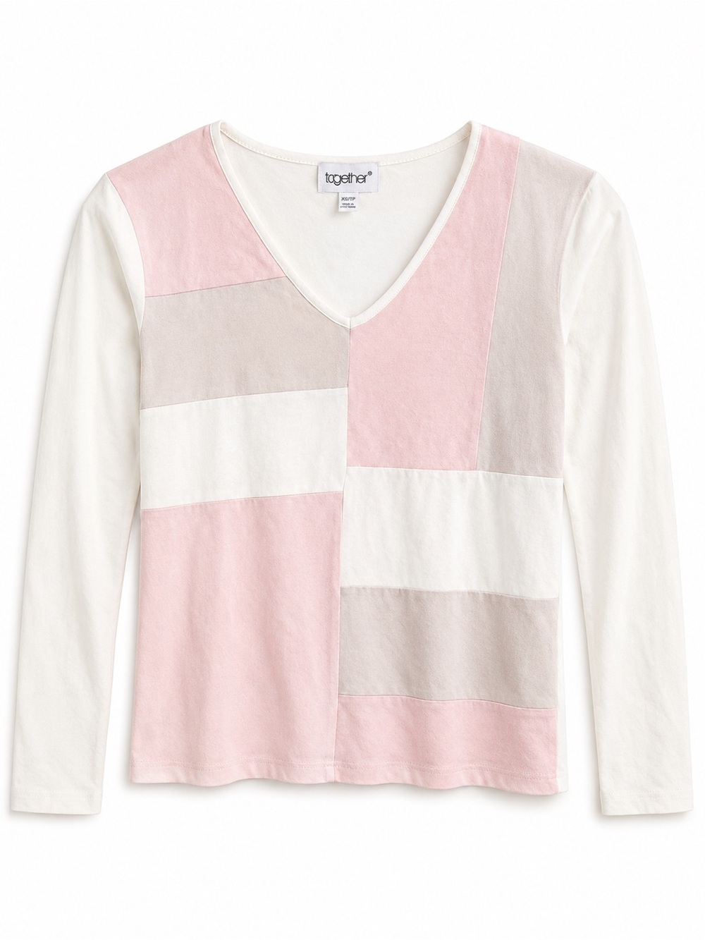 Vintage Together Patchwork Pastel Long Sleeve Top Size XS